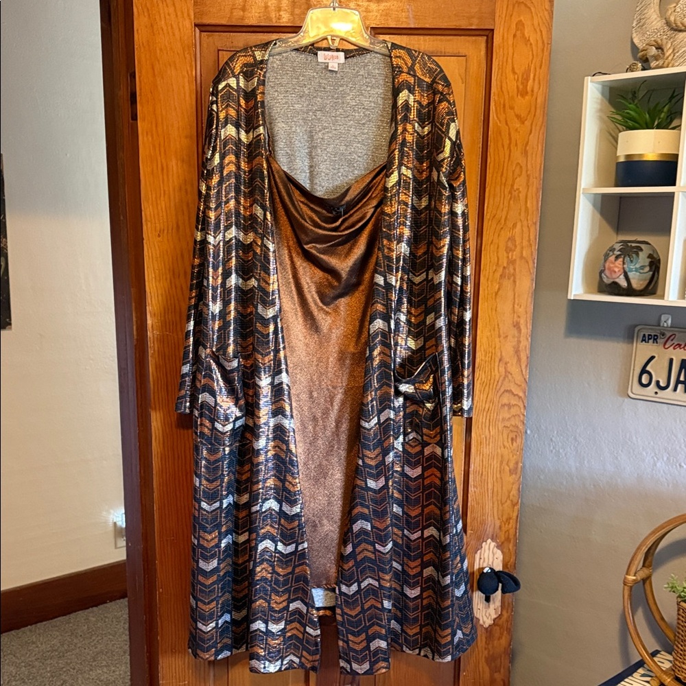 Metallic Chevron Patterned Lularoe Cardigan